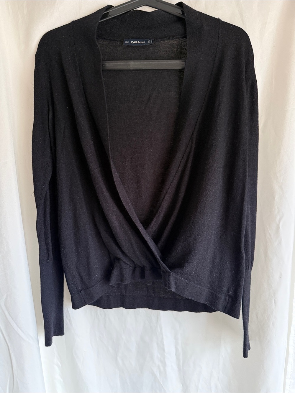 Zara black draped crossover cardigan
